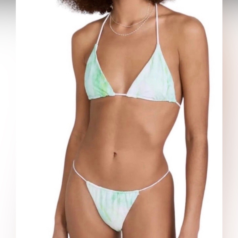 Good American size XL green and white marble string bikini, new with tags